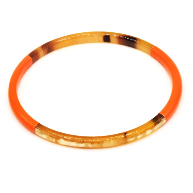 jonc en corne de buffle bracelet en corne naturelle et orange